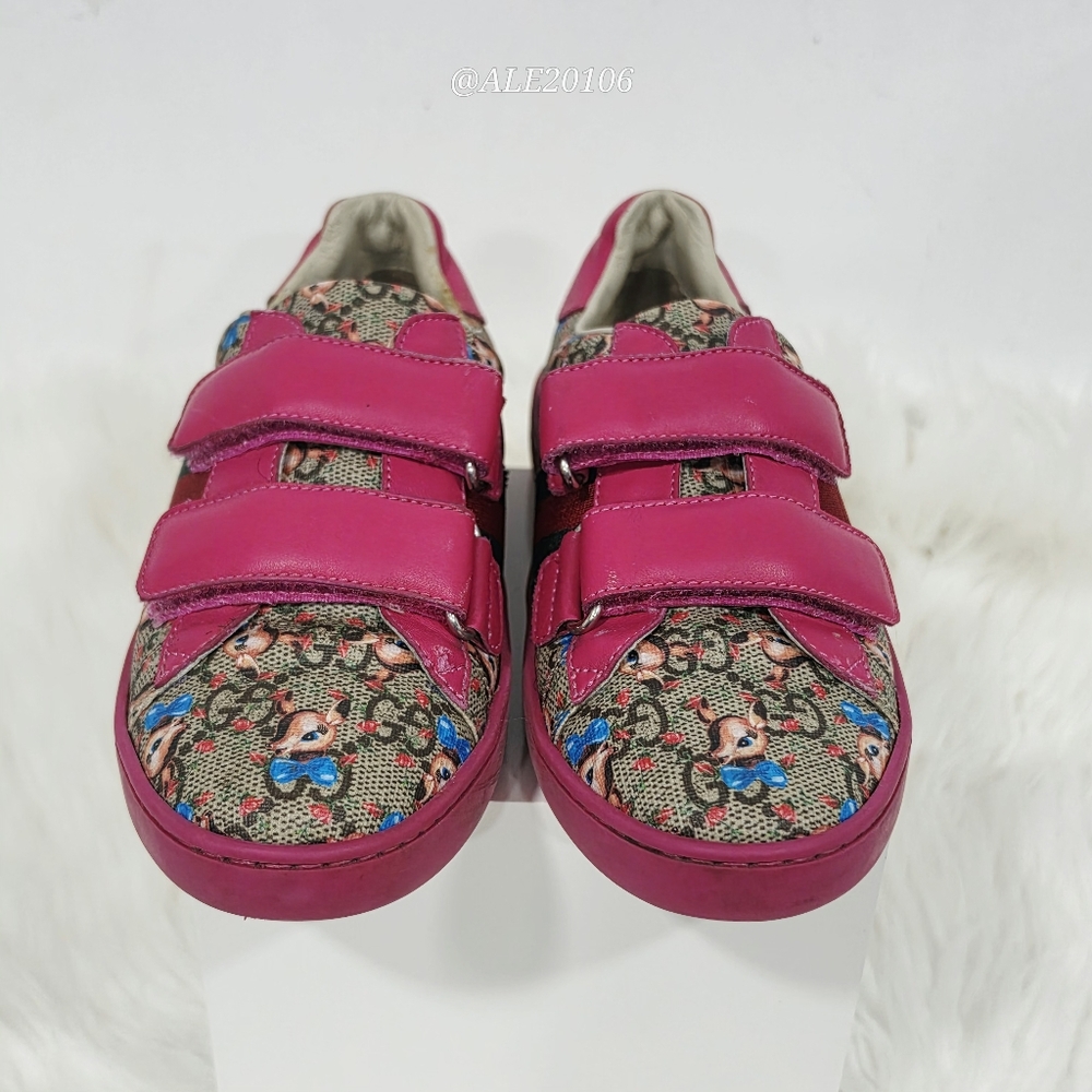 Gucci Bambi GG Canvas Kids Sneakers Pink EU 31 US 13C Rare - Picture 7 of 13